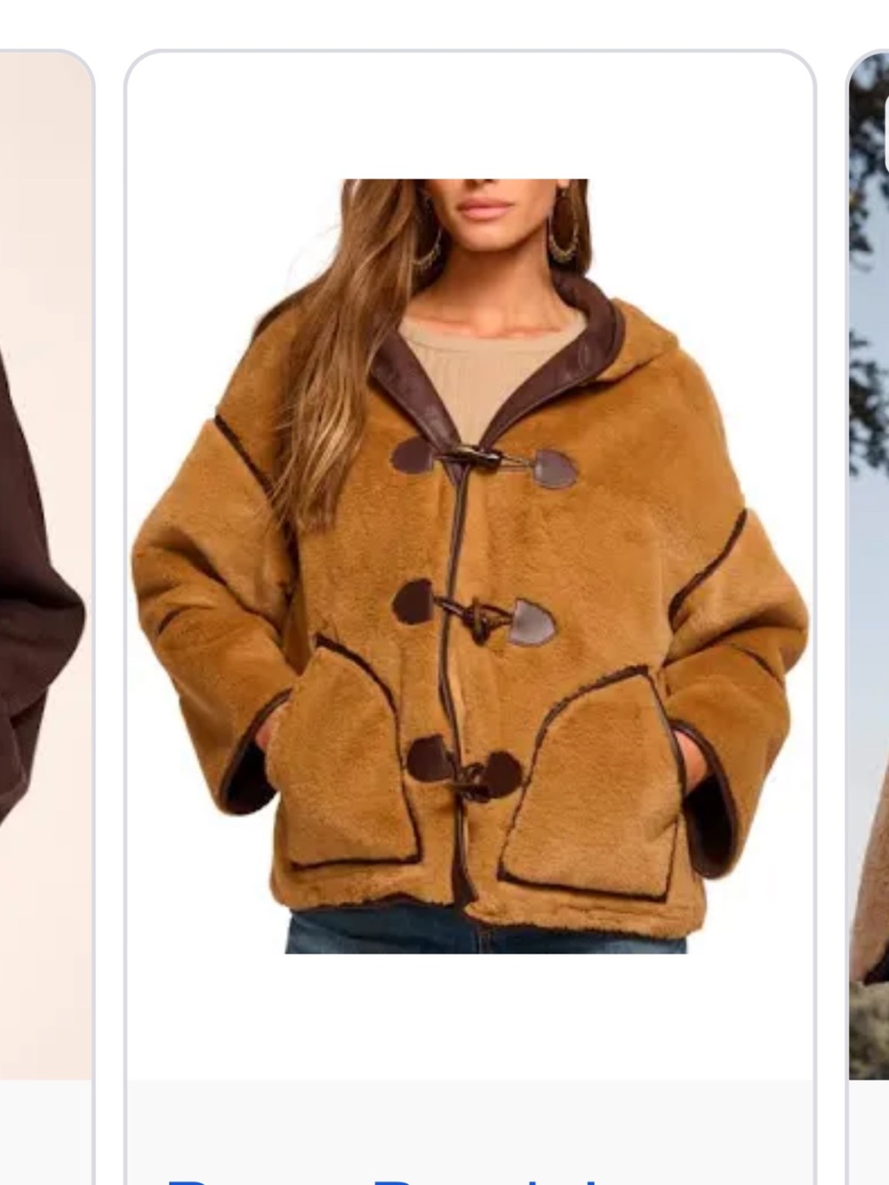 Ramy Brook Camel/Tan Faux Shearling Toggle Jacket